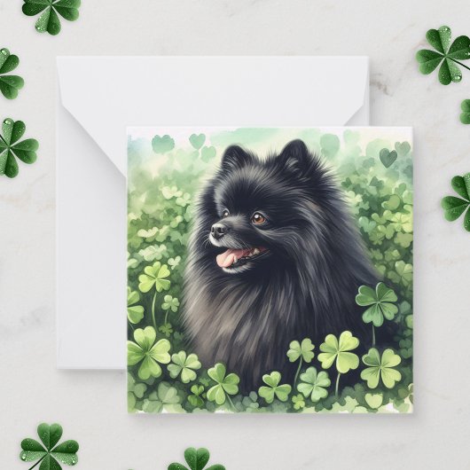 Carte De Correspondance Pomeranian noir Saint-Patrick