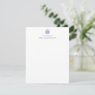 Carte De Correspondance Pomme violette personnalisée du bureau de l'enseig