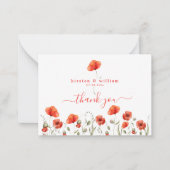 Carte De Correspondance Poppies d'aquarelle rouge, Merci Mariage (Devant)