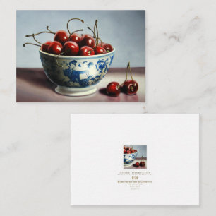 Carte De Correspondance Porcelaine Bleue & Cerises
