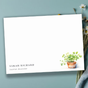 Carte De Correspondance Pot Herbe Persil Coriander Aquarelle Botanique