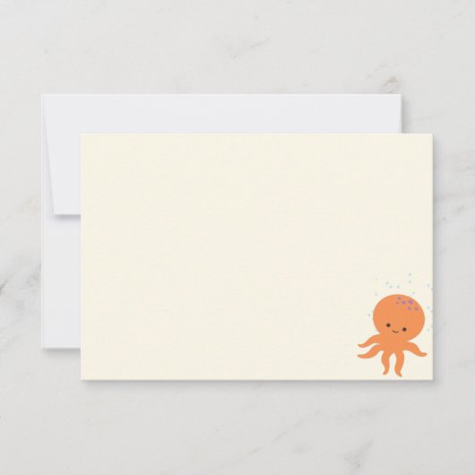 Carte De Correspondance Poulpe de dessin animé mignon crème blanc cassé (Devant)