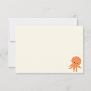 Carte De Correspondance Poulpe mignon dessin animé blanc cassé crème