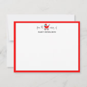 Carte de correspondance pour bébé en rouge moderne (Devant)
