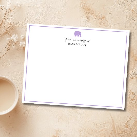 Carte de correspondance pour chambre de bébé éléph