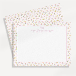 Carte de correspondance pour la nurserie aux fleur