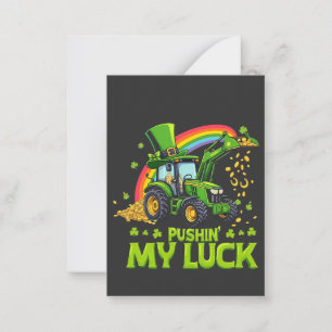 Carte De Correspondance Pousser ma chance Funny Excavateur St Patrick's Da