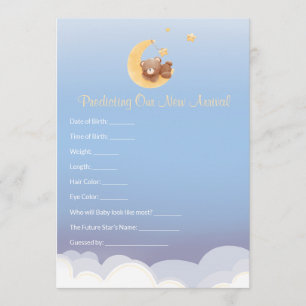 Carte De Correspondance Prédiction de la Baby Shower Teddy Bear Moon