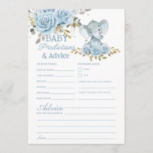 Carte De Correspondance Prédictions et conseils pour bébé éléphant floral