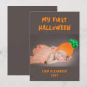 Carte De Correspondance Premier Halloween Baby Photo Grey (Devant / Derrière)