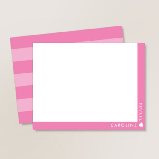 Carte De Correspondance Préparation Rose 2-Tons Rayures Mignonne Féminine 