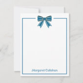 Carte De Correspondance Preppy Blue and White Bow Personalized (Devant)