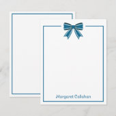 Carte De Correspondance Preppy Blue and White Bow Personalized (Devant / Derrière)