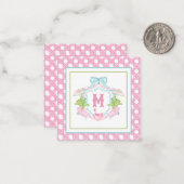 Carte De Correspondance Preppy Palm Beach Monogram Crest (Devant/Arrière en situation)