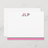 Carte De Correspondance Preppy Personnalisé Initial (Devant / Derrière)