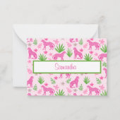 Carte De Correspondance Preppy Pink Cheetah Script personnalisé (Devant)