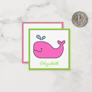 Carte De Correspondance Preppy Pink et Green Whale Personnalisé