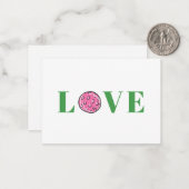 Carte De Correspondance Preppy Pink Pickleball Love (Devant/Arrière en situation)