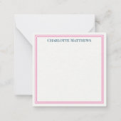 Carte De Correspondance Preppy Pink Teal Navy Blue Pineapple Monogram (Dos)