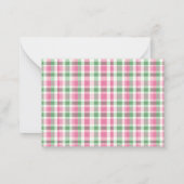 Carte De Correspondance Preppy rose et vert Plaid Personnalisé (Dos)
