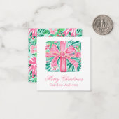 Carte De Correspondance Preppy rose & vert Noël Présente Enceinte (Devant/Arrière en situation)