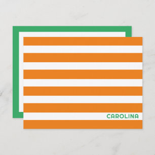 Carte De Correspondance Preppy Stripes Orange & Bright Green Cute Girly