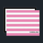Carte De Correspondance Preppy Stripes rose et noire mignonne Girly<br><div class="desc">Ce design preppy dispose d'espace pour un nom sur l'avant et beaucoup d'espace vide pour une note sur l'arrière. Cliquez sur le bouton personnaliser si vous souhaitez déplacer/mettre à l'échelle les images et modifier le texte ! Des variantes de ce design, des couleurs supplémentaires, ainsi que des produits de coordination...</div>