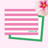 Carte De Correspondance Preppy Stripes rose et vert clair mignon fille