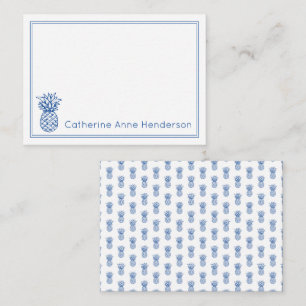 Carte De Correspondance Preppy Tropical Navy Blue Pineappy Personnalisé