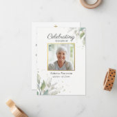 Carte De Correspondance Pretty Botanicals Funeral Memorial Custom Photo (Devant/Arrière en situation)