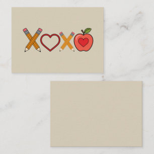 Carte De Correspondance Professeur XOXO Crayon Saint Valentin et pomme
