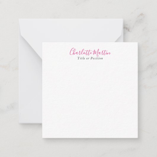 Carte De Correspondance Professional Pink White Manager Consultant Chief (Devant)