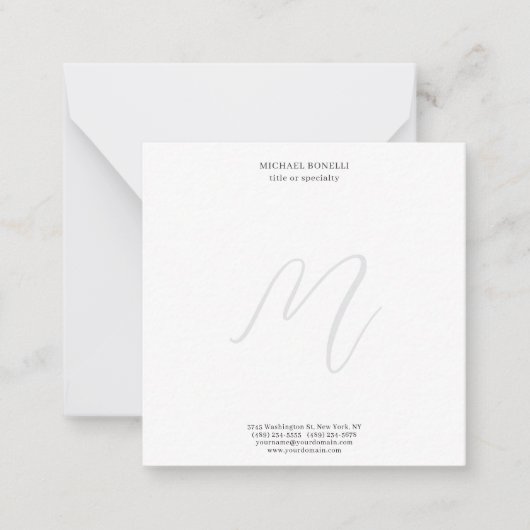 Carte De Correspondance Professional Plain Modern Minimalist Monogrammed (Devant)