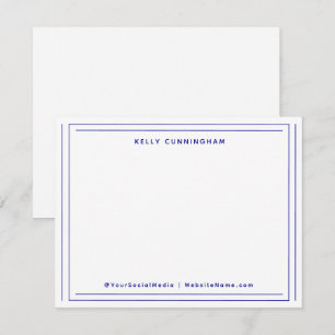 Carte De Correspondance Professionnel Deux Bordure Monogramme Bleu Foncé P