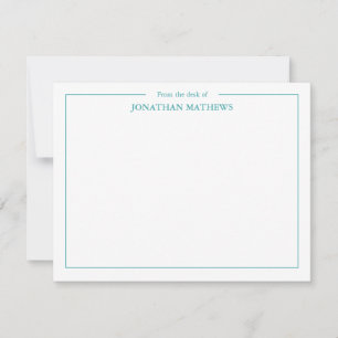 Carte De Correspondance Professionnel Du bureau de Carré Border Turquoise