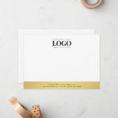 Carte De Correspondance Professionnel Logo Entreprise Blanc et Or (Devant/Arrière en situation)