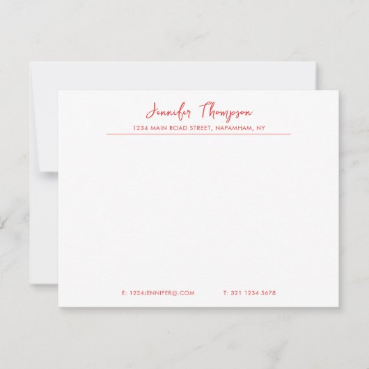 Carte De Correspondance Professionnel - Red et White Script (Devant)