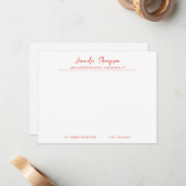 Carte De Correspondance Professionnel - Red et White Script (Devant/Arrière en situation)