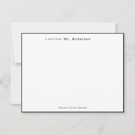 Carte De Correspondance Professionnel Simple Bordure noire Enseignants à p (Devant)