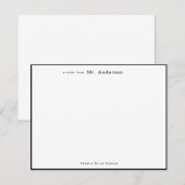 Carte De Correspondance Professionnel Simple Bordure noire Enseignants à p (Devant / Derrière)