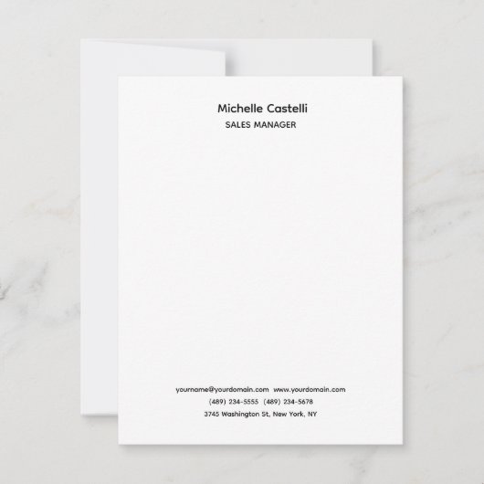 Carte De Correspondance Professionnel Unique Classique Simple (Devant)
