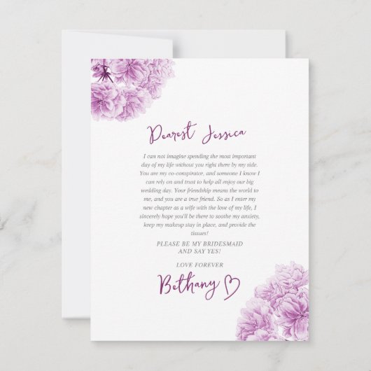 Carte De Correspondance Proposition d'aide d'aquarelle en fleurs violettes (Dos)