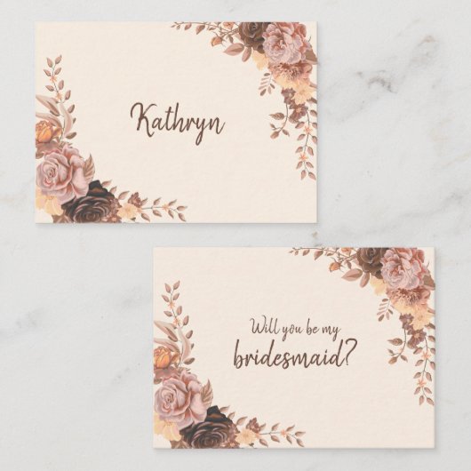 Carte De Correspondance Proposition d'aide d'État Rose Boho (Devant / Derrière)