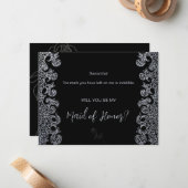 Carte De Correspondance Proposition Demoiselle d'Honneur Gothique Noir (Devant/Arrière en situation)