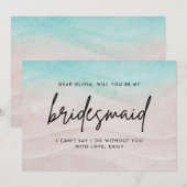 Carte De Correspondance Proposition Élégante de la Bridesmaid d'été de la  (Devant / Derrière)