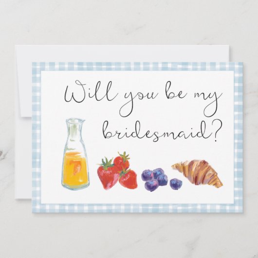 Carte De Correspondance Proposition En vichy Brunch Bridesmaid personnalis (Devant)