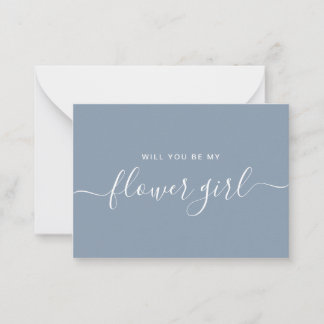 Carte De Correspondance Proposition minimaliste Dusty Blue Flower Girl
