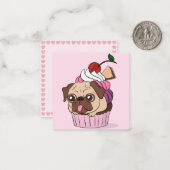 Carte De Correspondance Pug Cupcake (Devant/Arrière en situation)