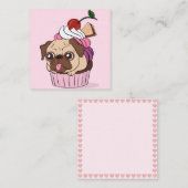 Carte De Correspondance Pug Cupcake (Devant / Derrière)
