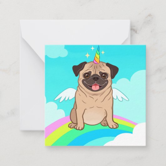Carte De Correspondance Pug Licorne (Devant)